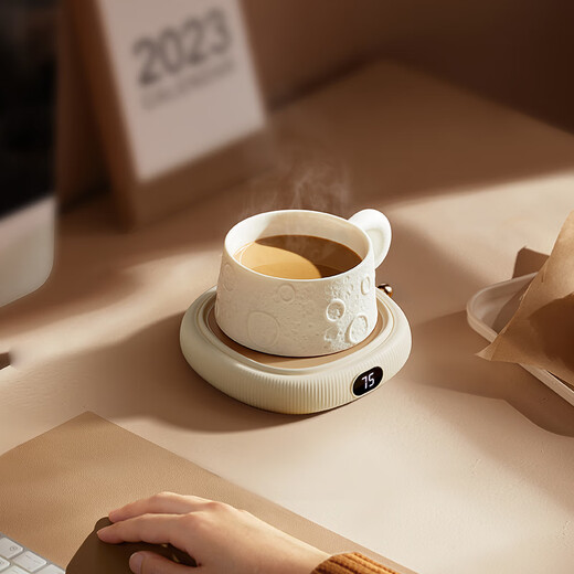 OIDIRE (Odd) Heating Coaster Constant Temperature Coaster Insulation Coaster Heating Cup Constant Temperature Cup Milk Warmer Insulation Base Tea Coaster Health Cup Warm Cup Adjustable Temperature Smart 0L - White Standard Model without Water Cup