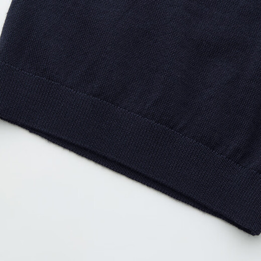 CAMICISSIMA high-count wool spring and summer new men's short-sleeved woolen sweater, versatile navy blue slim fit for commuting, navy blue, one size fits all 48