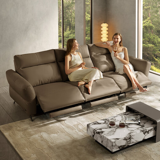 
Gujia Home Smart Napa Pea Italian Light Luxury Simple Style Zero Wall-Back Cowhide Sofa Electric Furniture 6189 [Missing Orange] Three-person Double Electric