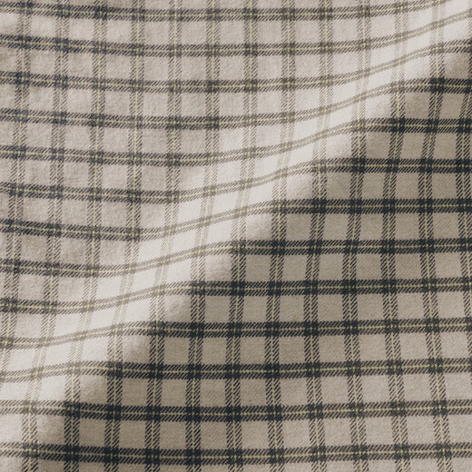 
MUJI women's flannel stand collar long sleeve dress women's skirt cotton dress 25-year autumn new product light beige check L (165/88A)
