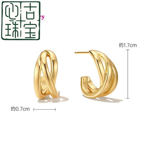 Xingu Boutique 18k gold earrings Wu Qianyu Tong Onchic earrings for women, plated earrings, very light, wrapped wavy line C-shaped earrings (gold)