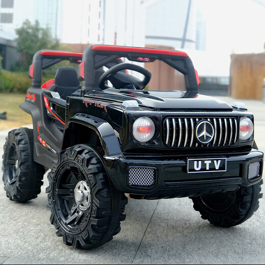 Children's electric car four-wheel with remote control baby car men and women toy car can sit four-wheel drive off-road stroller fashion gray four-wheel drive/remote control/Bluetooth music/swing 12v large battery