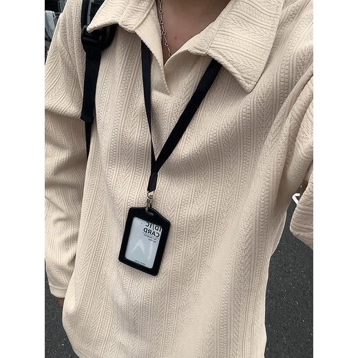 NYING wheat ear pattern long-sleeved polo shirt for men 25 autumn and winter new American fashion brand casual long-sleeved t-shirt large size loose dark gray XL (130-150Jin Jin equals 0.5 kg)