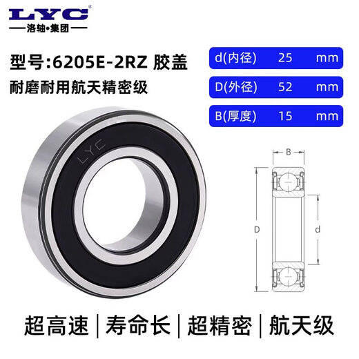 Luozhou/LYC 6205E-2RZ gummigedichtete 25*52*15 Rillenkugellager-Lagermodellliste