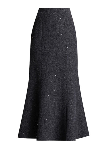 ROMON fishtail skirt spring and autumn style small fragrant skirt temperament long skirt woolen skirt hip-covering skirt gray skirt women's winter skirt gray M suitable for wearing 90-100Jin Jin is equal to 0.5 kg