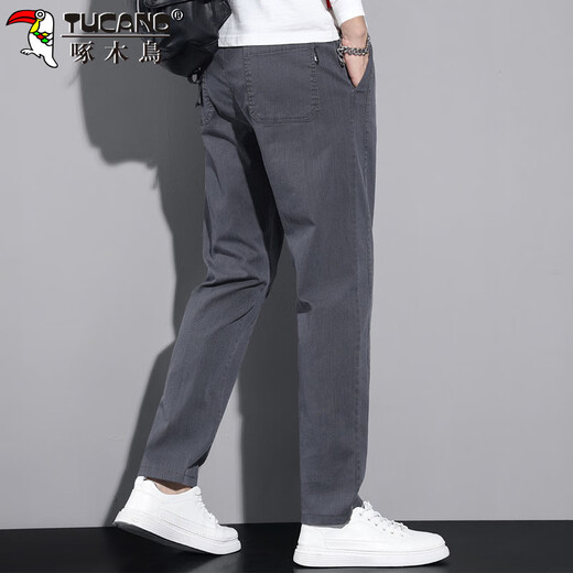 Woodpecker (TUCANO) pants men's autumn and winter straight casual pants men's loose sports trend versatile trousers dark gray 32
