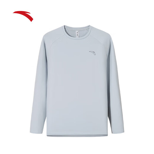 ANTA Quick-drying Sports Long T Men's 2025 Autumn New Sweat-Absorbent Sports Bottoming Shirt Cycling Suit Training Suit Long Sleeve Frost Tower Gray-1 L (Male 175)