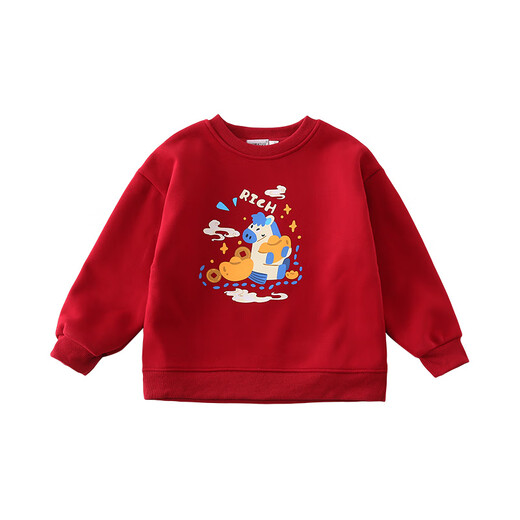 G.duck Little Yellow Duck 2026 Year of the Horse red parent-child sweatshirt new Chinese style family of three or four New Year's celebration clothes Xiao Ma Baoqian sweatshirt 165 S