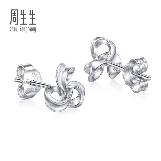 Chow Sang Sang (CHOW SANG SANG) platinum earrings Pt950 platinum ribbon earrings simple commuter earrings 77341E