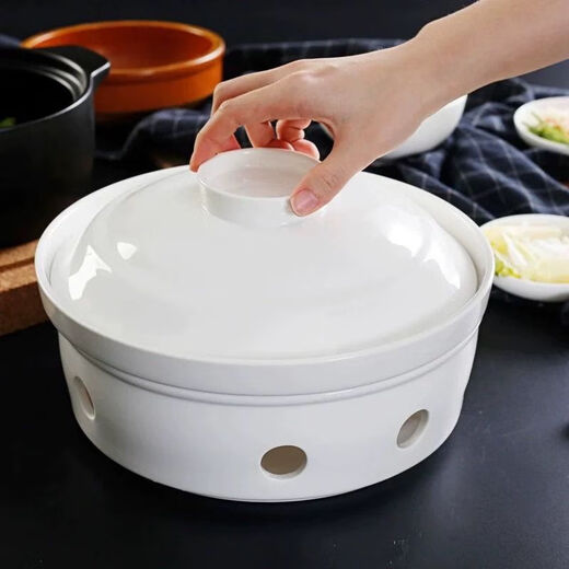 Vinoa hotel supplies tableware ceramic auspicious open stove heating stove hot dish plate farmhouse special soup plate set 8-inch auspicious stove without cover 2-piece set