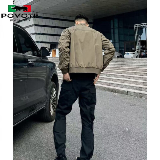Jacket men's three-proof American flying spring and autumn wear stand-up collar baseball jacket short workwear assault top D60 black clearance special price 3XL heavy upgrade version