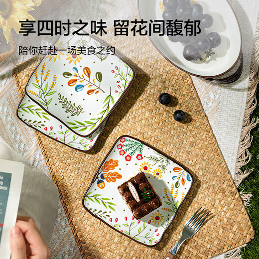 Made in Tokyo, American-style plates, tableware sets, plates, plates, housewarming ceramics, flower series dessert plates, 6 inches*4