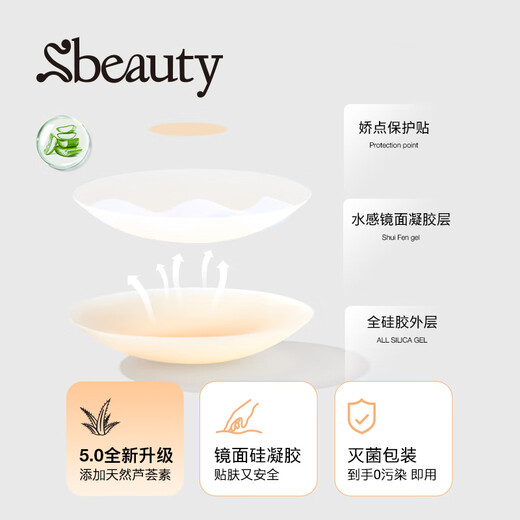 
SBEAUTY Aloe Vera Glue Invisible Silicone Chest Patch for Women's Summer Stainless Anti-sweat Anti-fall Anti-convex Point Milk Patch for 1 pair 8*8cm