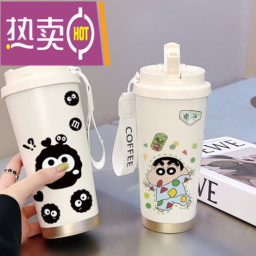 致仕（ZISIZ）水杯高颜值ins风凯蒂猫可爱咖啡杯学生保温杯大容量316陶瓷不锈钢 不锈钢内胆-FA1342凯蒂猫+挂绳