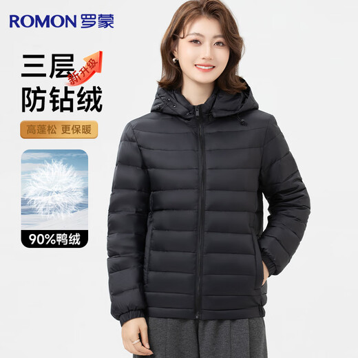 Luo Meng 90% duck down light down jacket for women winter middle-aged short hooded autumn down student warm mother jacket