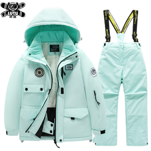 Zailu children's ski clothing for men and women, large, medium and small children's waterproof and warm overalls 2024 new Northeast equipment, tender pink + black M M10 size recommended height 126-136C