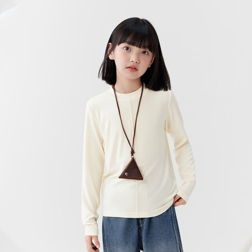 Zuoxi children's clothing girls' bottoming shirt autumn and winter 2025 new children's skin-friendly long-sleeved T-shirt winter tops off-white 160