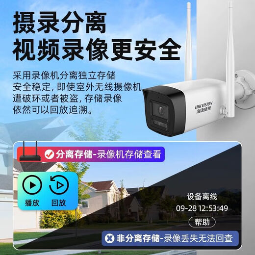 Hikvision (HIKVISION) Hikvision surveillance camera wireless wifi indoor and outdoor monitor complete equipment set HD waterproof customized solution no memory 4MP
