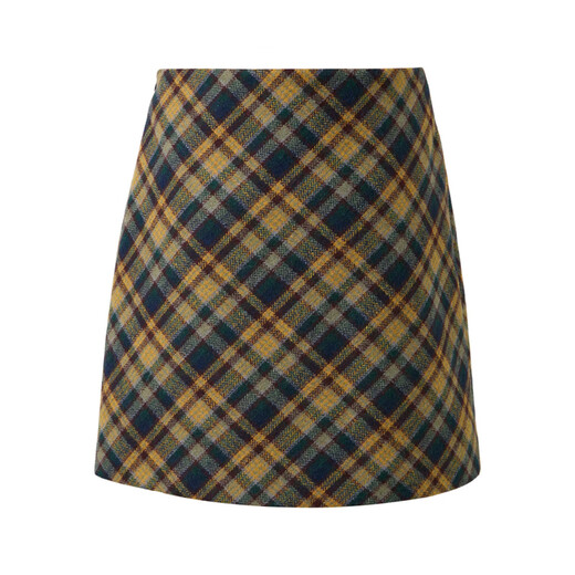 Sancai 2025 Autumn New Retro Plaid Woolen Skirt High Waist Slim A-Line Skirt Slimming Short Skirt M
