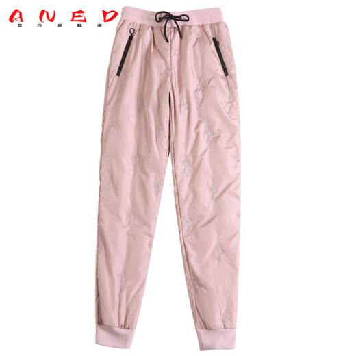 ANED White Duck Down Pants Women's Outerwear Winter 2026 New Plus Velvet Thickened Northeastern Cold-Resistant Leg-warming Cotton Pants Pink (Down Pants) S