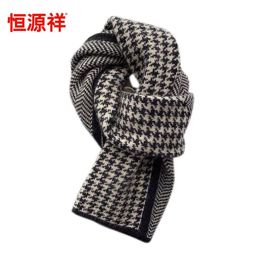 Hengyuanxiang Новая корейская версия Классическая Houndstooth Двусторонний шарф для женщин осенью и зимой теплый и модный вязаный шарф Универсальный тренд Houndstooth Scarf [черный]