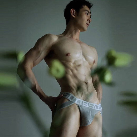 Adano sexy men's thong cotton low-waist double butt lift back hollow no-take-off sexy bikini underwear for men rose red XL