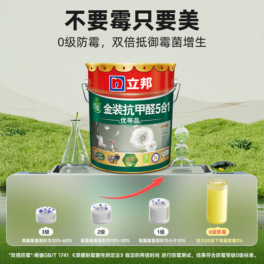 Nippon Paint Bamboo Charcoal Anti-Formaldehyde Odor-Free 5-in-1 Antibacterial, Formaldehyde-Removal, Mildew-Resistant 5-in-1 Interior Wall Paint 18L White Paint