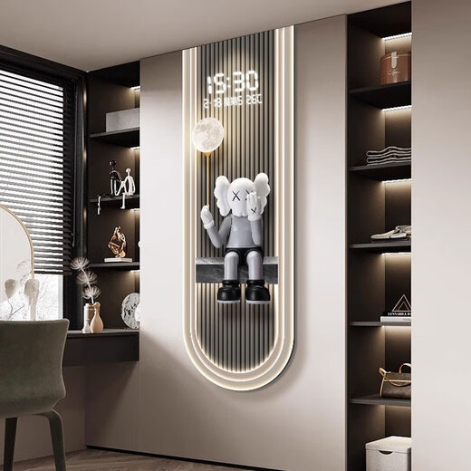 
MOJY perpetual calendar electronic display 2025 new vertical modern light luxury living room perpetual calendar electronic wall clock advanced time 14699 [with digital display mute clock] 60*180cmmled lamp plug-in remote control model [digital display