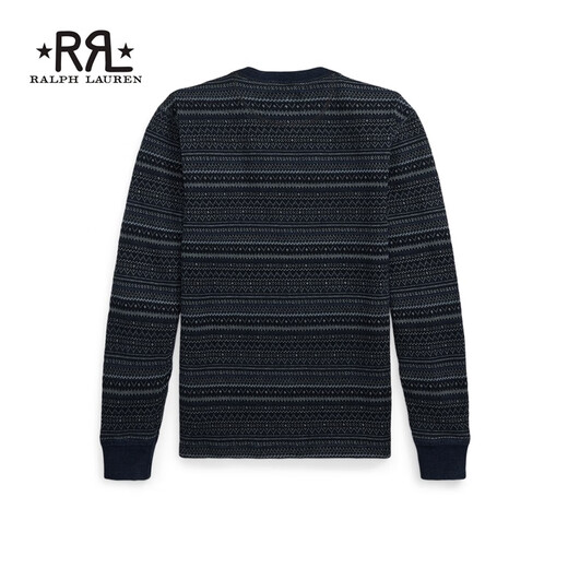 RRL Men's Fall 25 Indigo Cotton Jacquard Henry Shirt RL95091 400-Multicolor L