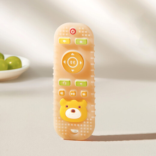 E7 life baby molar stick teether toy silicone chewable comfort toy simulation remote control teether chewing music children's simulation remote control yellow