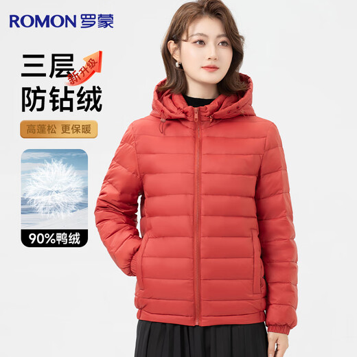 Luo Meng 90% duck down light down jacket for women winter middle-aged short hooded autumn down student warm mother jacket