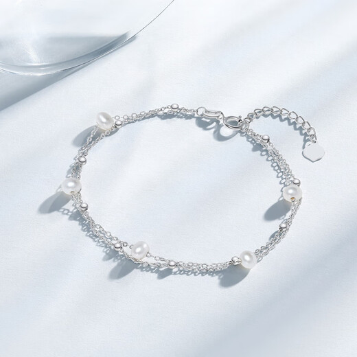 Trendy Acer platinum pearl bracelet for women PT950 double-layer bracelet, simple and versatile birthday gift for women, chain length about 16cm + tail chain