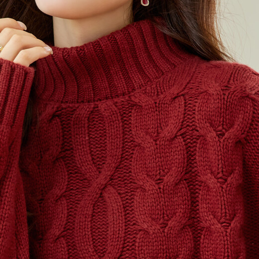Shexi (Srcr) 550g thickened cashmere short lazy woolen sweater for women in autumn and winter turtleneck cable knit sweater