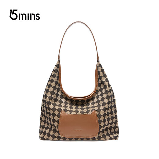 15mins bag women's bag large capacity shoulder cloth bag women's 2025 new commuter tote bag Chinese Valentine's Day gift coffee color