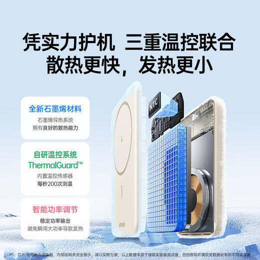 Green Alliance 3C certified Apple magnetic wireless power bank supports MagSafe external battery 10000 mAh 20w fast charging, can be used on airplanes, suitable for Apple 16/15 mini portable, 10000mAh beige, 20w wired fast charging