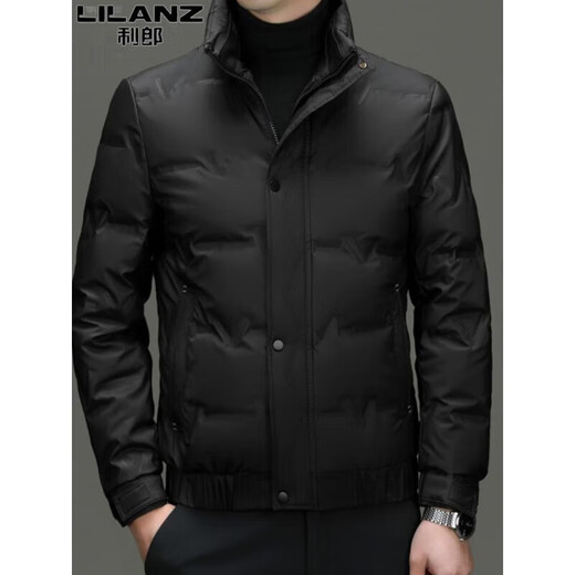 L Lilang's down jacket men's winter stand collar business casual young and middle-aged short lightweight fashionable jacket men's black 2369 3XL