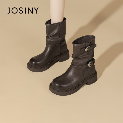Zhuoshini Bottes courtes pour les femmes 2025 Automne et hiver Nouveaux bottes de jean occidental Sole épaisse bottes simples renforcées