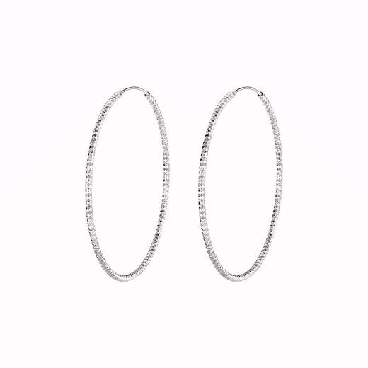 Fat Donglai's same style platinum pt950 earrings for women, large earrings with stars, simple plain circles, fine style, large earrings with stars, large earrings (5cm)