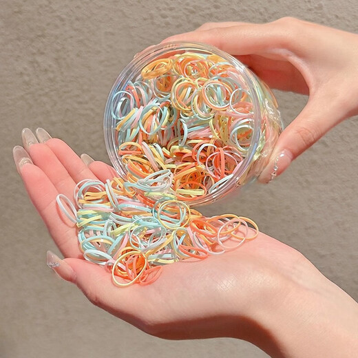 Baby high-elastic hair rope for children, cute hair-tying rubber band for girls, non-damaging hair rope, disposable headwear, main picture random - mixed colors, 500 pieces