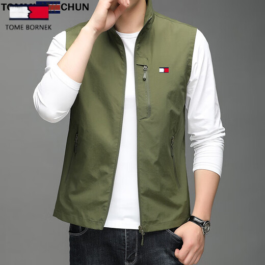 
Tommy Hee Kelly Tommy Pure Sports Vest Summer Lightweight Outdoor Fishing Travel Leisure Men's Horse Clip Standing Collar Vest Blue L (Suggested 120-140Jin [Jin equals 0.5 kg])