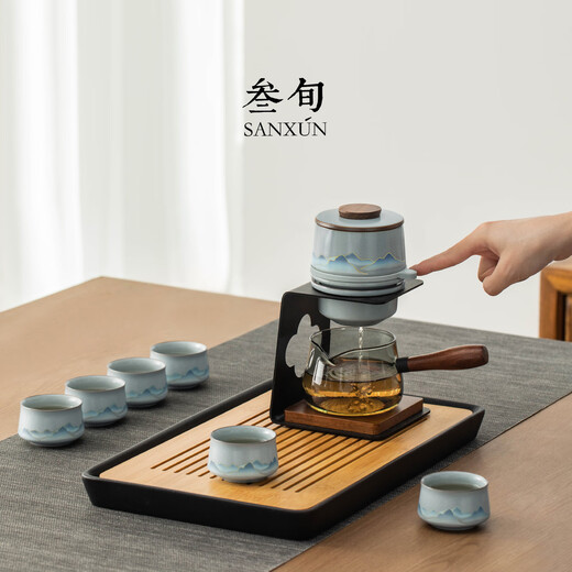Thirty-year-old Wengan Ru Kiln Xingyun automatic teapot for household lazy people to make tea artifact Kung Fu tea set gift for the elders Wengan Ru Kiln_Xingyun automatic tea set (Tianqing)