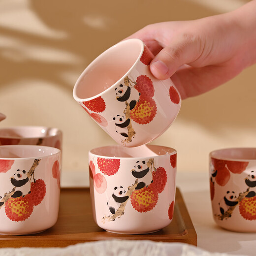 DearDali Panda Wedding Tea Set as a wedding gift for the newlyweds, as a wedding gift for your bestie, as an engagement kettle, a high-end practical teapot, a cup, a bear hug with lychees, a pot of six cups, a high-end gift box - upgraded DIY acrylic stickers