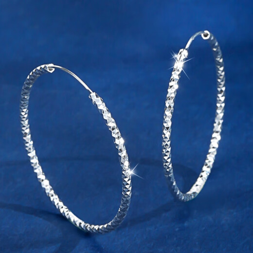 Jiuchangshi 999 sterling silver starry silver earrings for women, pure silver large earrings, high-end birthday gifts for girlfriends, 999 pure silver, 30mm, compact style