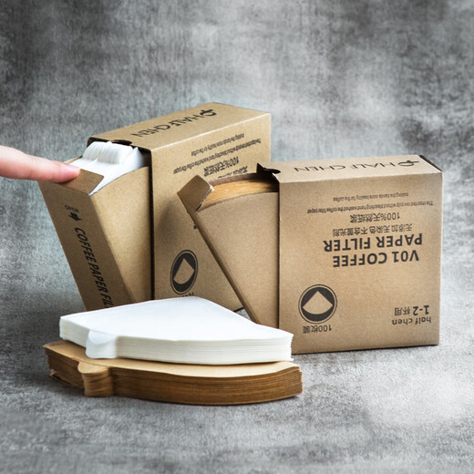 JCZS hand brewed coffee filter paper original wood pulp drip filter coffee powder cake type filter paper non-bleached filter bag filter original color - small V-shaped filter paper 200 pieces - 2 boxes)