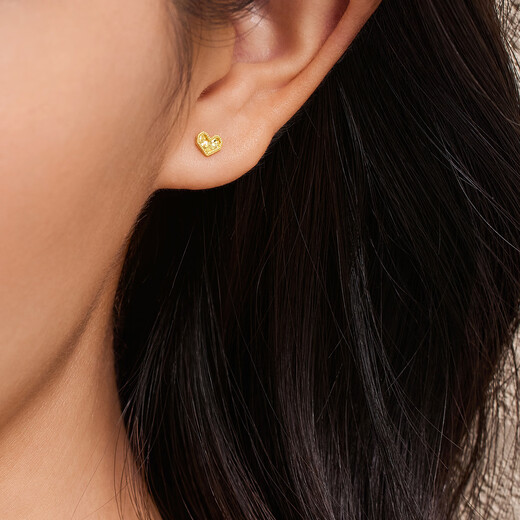 Lukfook Jewelry Love Gold Earrings Light Shadow Gold (Single) Pure Gold Crushed Ice Earrings Total Weight Approximately 0.28g