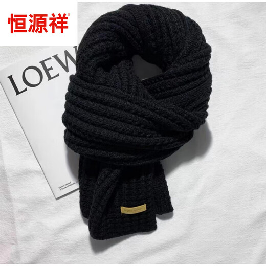 Hengyuanxiang Новая корейская версия Классическая Houndstooth Двусторонний шарф для женщин осенью и зимой теплый и модный вязаный шарф Универсальный тренд Houndstooth Scarf [черный]