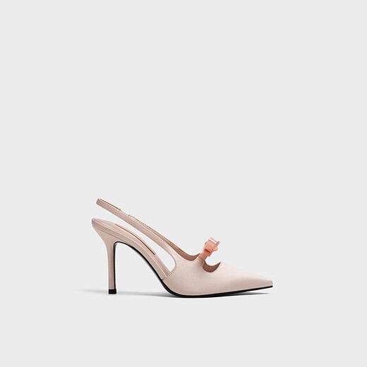 Charles/Keith Satin Bow Speced Toe High Heel Sandalen für Mädchen Geburtstagsgeschenk CK1-60361556 Light Pink Light Pink 37