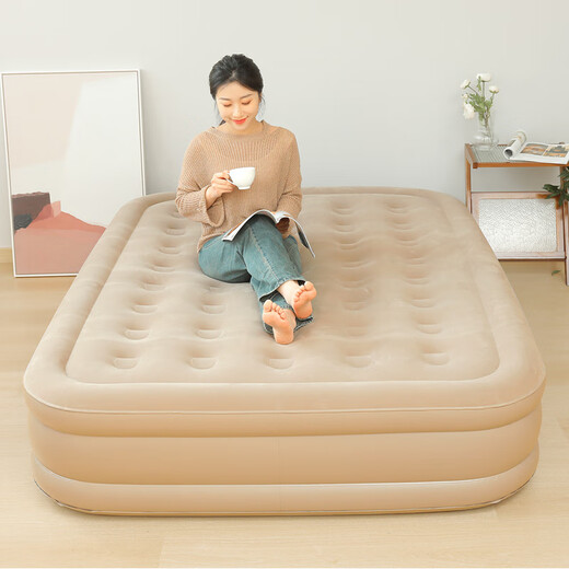 He Jiagong inflatable bed single 1.2 folding automatic inflatable mattress nap student air mattress home floor bed double 1.5 200_200_25cm 4 generation pump 5 minutes self-stop