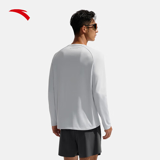 ANTA (ANTA) Sports Long T Men's 2025 Autumn New Sweat-Absorbent and Quick-Drying Sports Bottoming Shirt Cycling Suit Training Suit Long Sleeve Frost Tower Gray-1 2XL (Male 185)