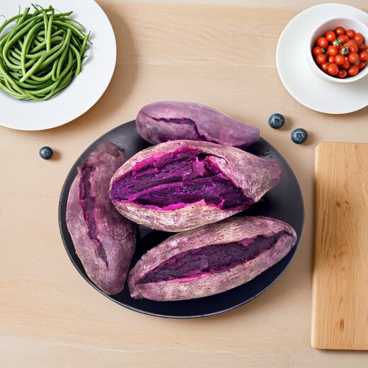 Authentic sandy land premium purple sweet potato, freshly dug, soft, glutinous, sweet, purple sweet potato, selected sweet potato, shipped directly from the origin, containing box 1Jin Jin is equal to 0.5kg, medium fruit, single fruit (3 taels - 6 taels)